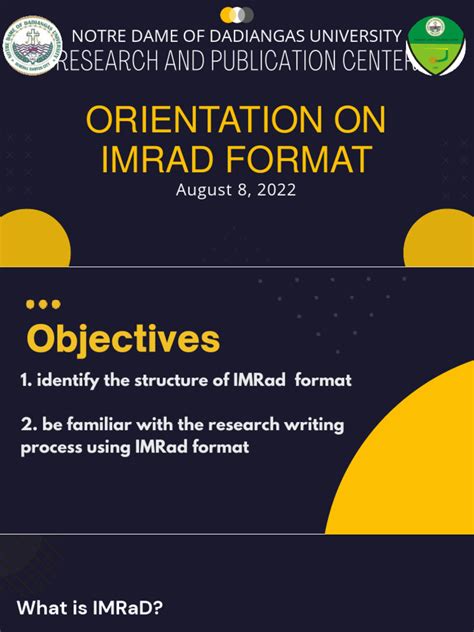 IMRAD FORMAT Orientation .